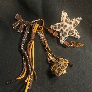 Fashion Jewelry Leopard Star Keychain with Brown Tassels